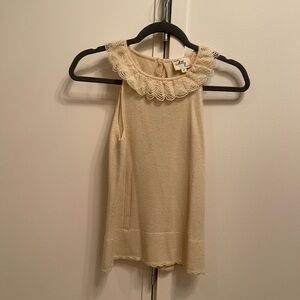 Milly Sleeveless 100% Cashmere Winter White top Petite